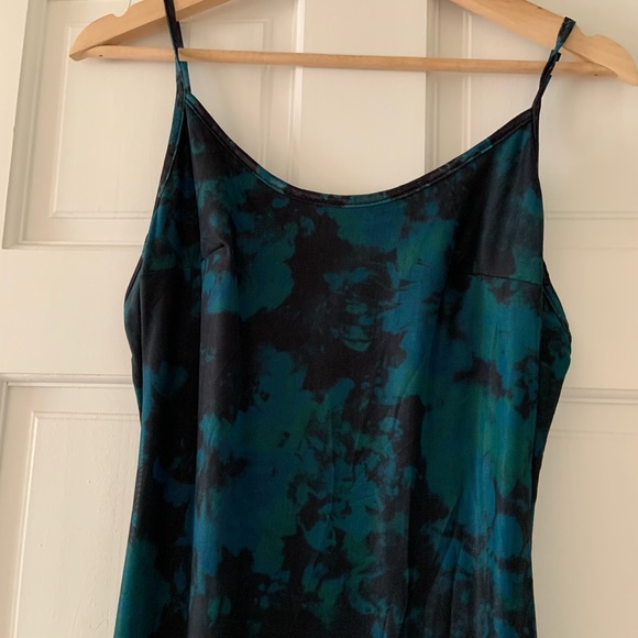 Green/blue mesh midi dress with adjustable straps. Size small. - Picture 2 of 4